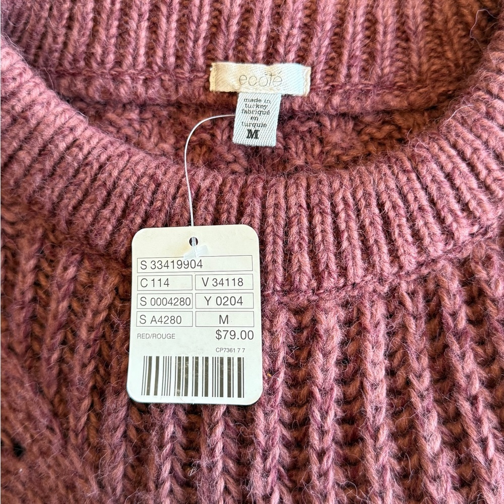 Urban Outfitters Madison Ecote Cable Knit Crewneck Sweater Size Medium NWT - Picture 9 of 11